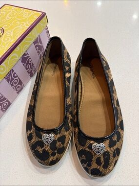 Brighton Leopard “Spotz”  Heart Ballet Flats - Brown/Black Size 8